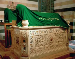 Sepulcher Prints: Mausoleum of Saladin (1138-1193). First, marble coffin (empt)