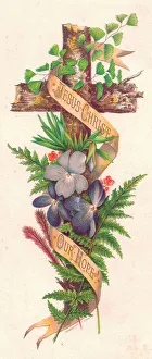 Resurrection Prints: Mauve flowers and a cross on an Easter card