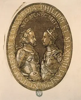 1580 Prints: MAXIMILIAN II (1527-1576); PHILIP II of Spain (1527-1598)