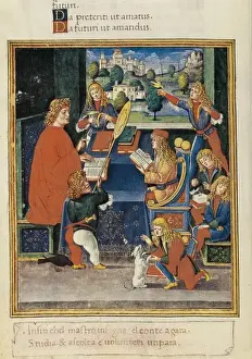 Maximiliano Sforza at school, picture of an Italian