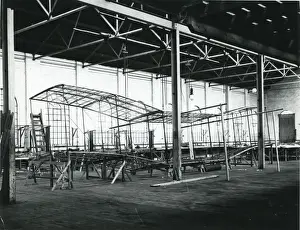 Maxims Prints: Maxim?s 1910 biplane under construction in 1909 at the C?