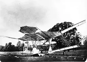 Maxims Prints: Maxims steam-driven biplane after the crash 31 July 1894