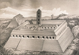 Archeological Collection: Maya palace of Palenque. Engraving 19th c