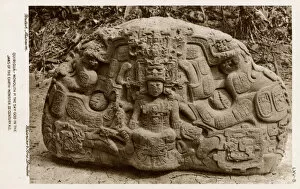Images Dated 17th August 2018: Mayan Monolith - Quirigua - Sky Xul in Jaws of a Monster