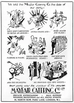 Hiring Prints: Mayfair Catering Company advertisement 1928