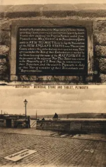 Tablet Prints: Mayflower memorial stone and Tablet, Plymouth, England