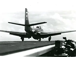 McDonnell FH-1 Phantom lands aboard an aircraft carrier