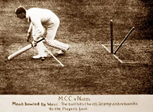 Notts Prints: Mead bowled by Mass, MCC v Notts