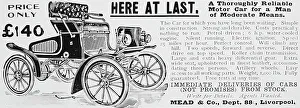 Mead & Co. veteran car advertisement, early 1900s