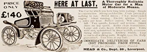 Mead & Co. veteran car advertisement, early 1900s