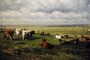 Images Dated 12th September 2013: Meadow landscape with Cattle, c. 1880, by Willem Roelofs (18