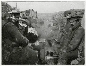 Sandbags Prints: After a meal in a British trench 1915