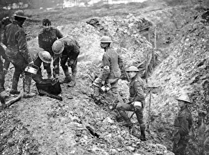 Mealtime in British reserve trench, Western Front, WW1