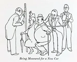 Dimensions Prints: Being measured for a new car / W Heath Robinson