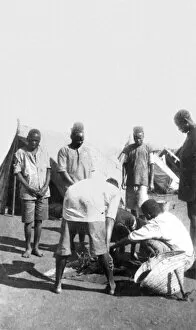 Meat ration distribution, Bura Camp, Kenya, WW1