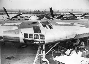 Prepare Prints: Mecahnics prepare the Northrop XB-35 for its first flight
