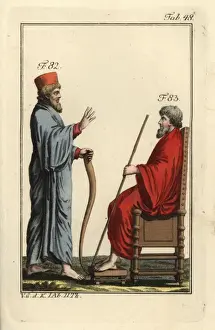 Spalart Prints: Median king and Persian king seated on a throne