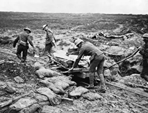 Medical supplies on light railway, Western Front, WW1