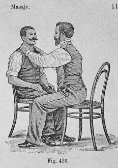 Massage Prints: Medicine. Neck massage. 20th century. Engraving