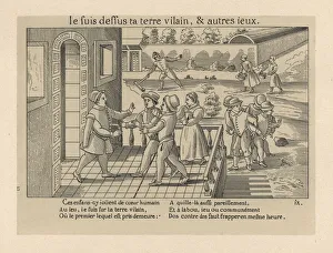 Croquet Gallery: Medieval children playing a war game called
