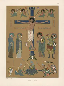 Enamel Prints: Medieval crucifixion scene