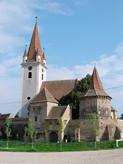 Romania Prints: Medieval fortified church in Cristian, Sibiu, Romania