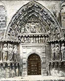 Medieval gothic doorway of a French Cathedral