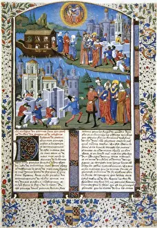 Stonemason Prints: Medieval History. 15th century. Building the defense walls a