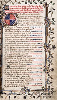 Herald Prints: Medieval illuminated French poem on chivalry
