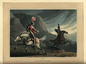 Images Dated 1st October 2019: Medieval knights in armour on horseback on a stormy night