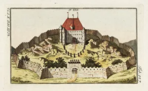 Robert Spallart Prints: Medieval knight's castle with tower and gate