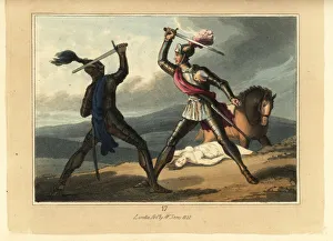 Adelaide Gallery: Medieval knights fighting a duel with swords
