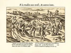 Allemagne Prints: Medieval men bowling and playing marbles