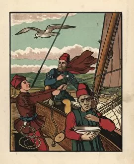 Anachronism Gallery: Medieval sailors on a sailboat