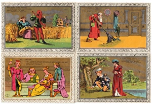 Four medieval style Christmas and New Year cards