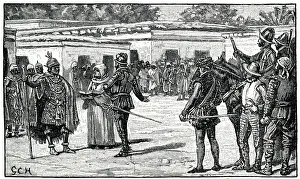 1532 Prints: Meeting of Francisco Pizarro and the Inca Atahualpa, Peru