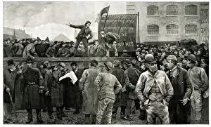 Meeting of unemployed men on Tower Hill, London