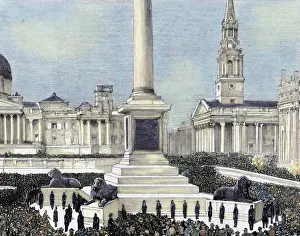 Meeting of workers unemployed in Trafalgar Square. London