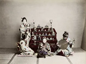Meiji era Japan: Girls Festival, doll display Meiji era Japan: Girls Festival, doll display