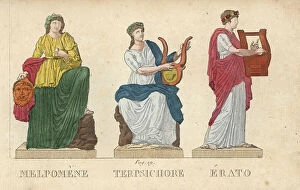Tragedy Collection: Melpomene, Terpsichore and Erato, Greek muses