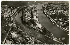 Melun Prints: Melun, Seine-et-Marne department, France - Aerial View