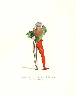 Toque Prints: Member of a Compagnie della Calza, Venice, 15th century