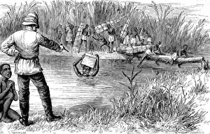 Fame Prints: A Member of H. M. Stanleys expedition threatening a baggage