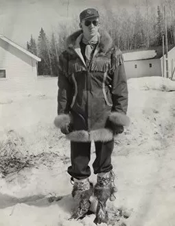 Burrows Collection: Member of RCMP in winter furs, Canada