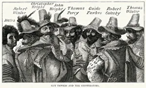 1605 Prints: Members of the Gunpowder Treason plot. Date: 5th November 1605