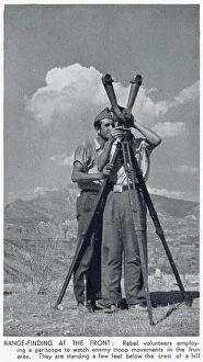 Images Dated 9th June 2021: Two members of the Nationalist army using a rangefinder periscope to observe Republican troop