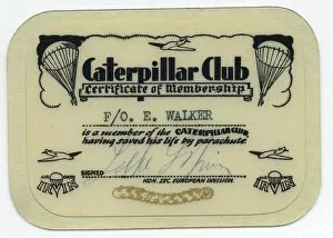 Membership card for the Caterpillar Club belonging to Flight Officer Edwin Walker