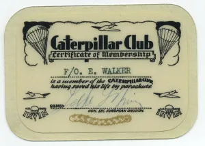 Bailed Prints: Membership card for the Caterpillar Club belonging to Flight Officer Edwin Walker