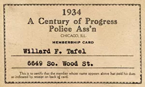 Images Dated 14th November 2018: Membership card, Police Association, Chicago, USA