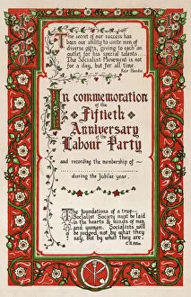 Images Dated 20th July 2016: Membership certificate, Labour Party 50th Anniversary